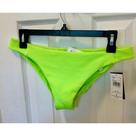 NWT RVCA Junior's Standard Medium Coverage Bikini Bottom Lime Size Large - Picture 1 of 7
